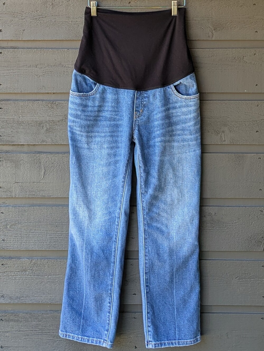 Hatch Maternity Women Blue Over Belly Straight Leg Jeans 26" Inseam Size 27